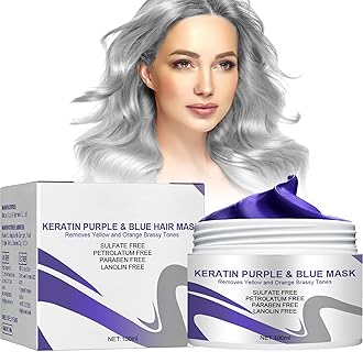 Hair mask for dry and bleached hair, vitamins keratin hair treatment silver hair mask, hair mask for blonde, bleached or highlighted hair, neutralizes yellow tint, repairs hair damage