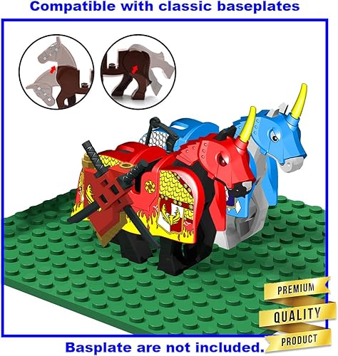 Miniatura 8 de Paquete de armas para minifiguras, kit de armas de caballero que incluye armadura de barda de carruaje de caballos, escudo de casco para mayores de