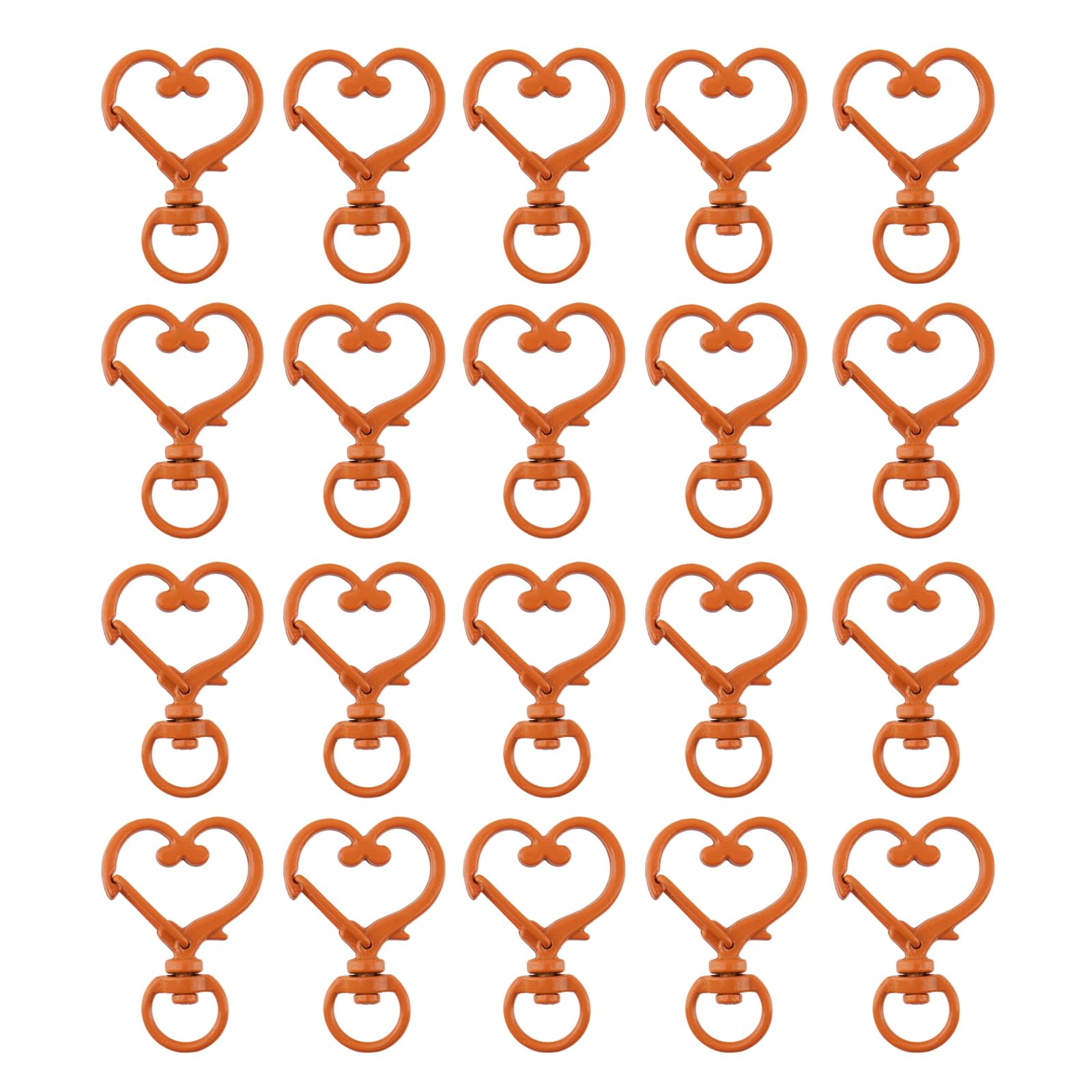 Mousquetons en métal orange en cœur pour réparer vos attaches de clés et sécuriser vos cordons
