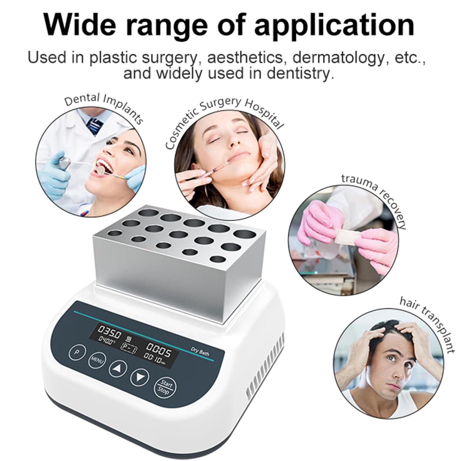 Professionelle Gel-Heizmaschine, PRP PPP Gel-Maker-Heizung, Trockenbadheizung, Zeitbereich (5 S–23 Std. 59 Min.), Digitale Tastatur, Mit Lüftungsschlitzen, Für 5 Ml/10 Ml/15 Ml,B