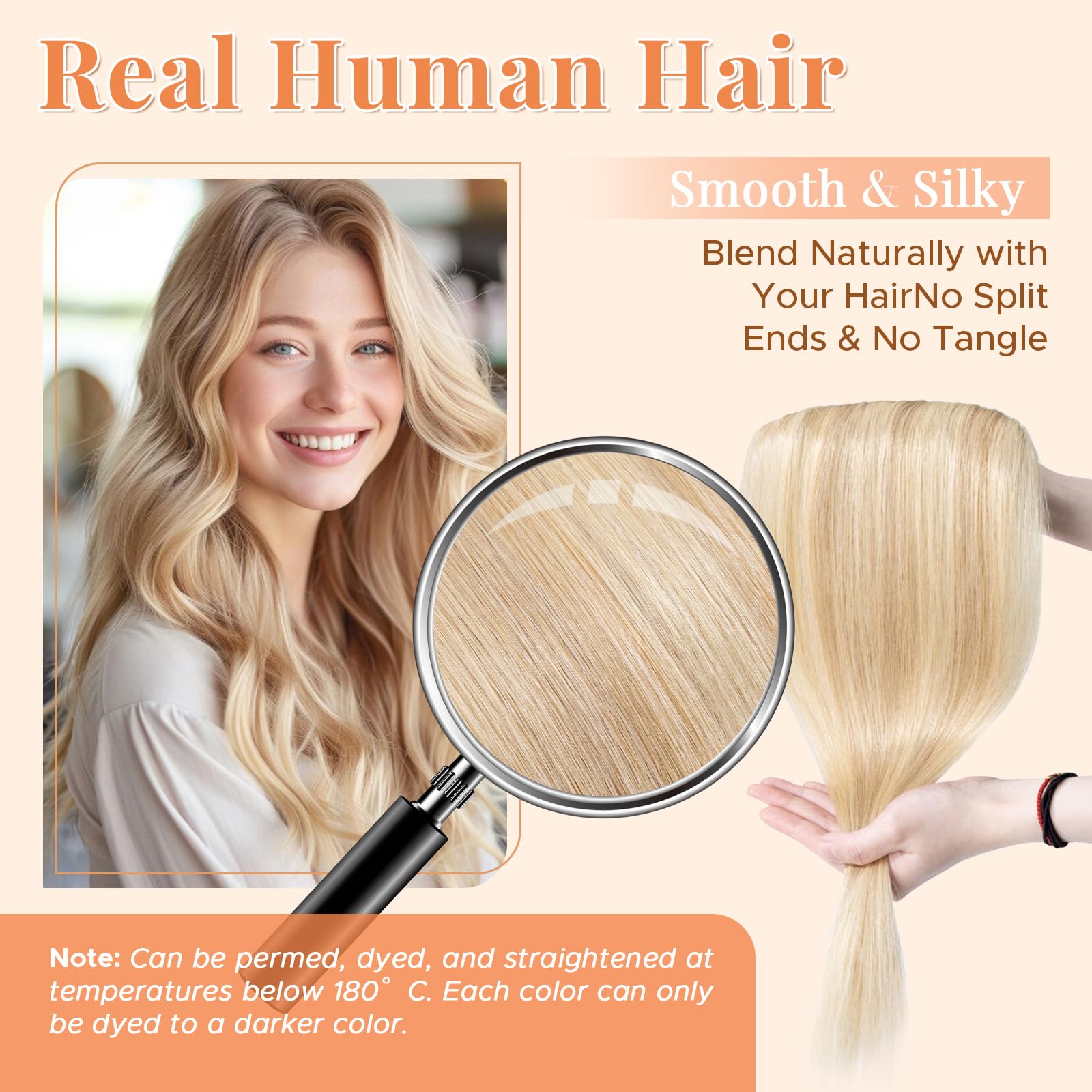 MY-LADY Extensión de Pelo con Clip 1 Pieza para Volumen 3/4 de Cabeza, 45cm Extensión Clip de Pelo Natural con 5 Clips, #18P613 Rubio Ceniza/Rubio 50g