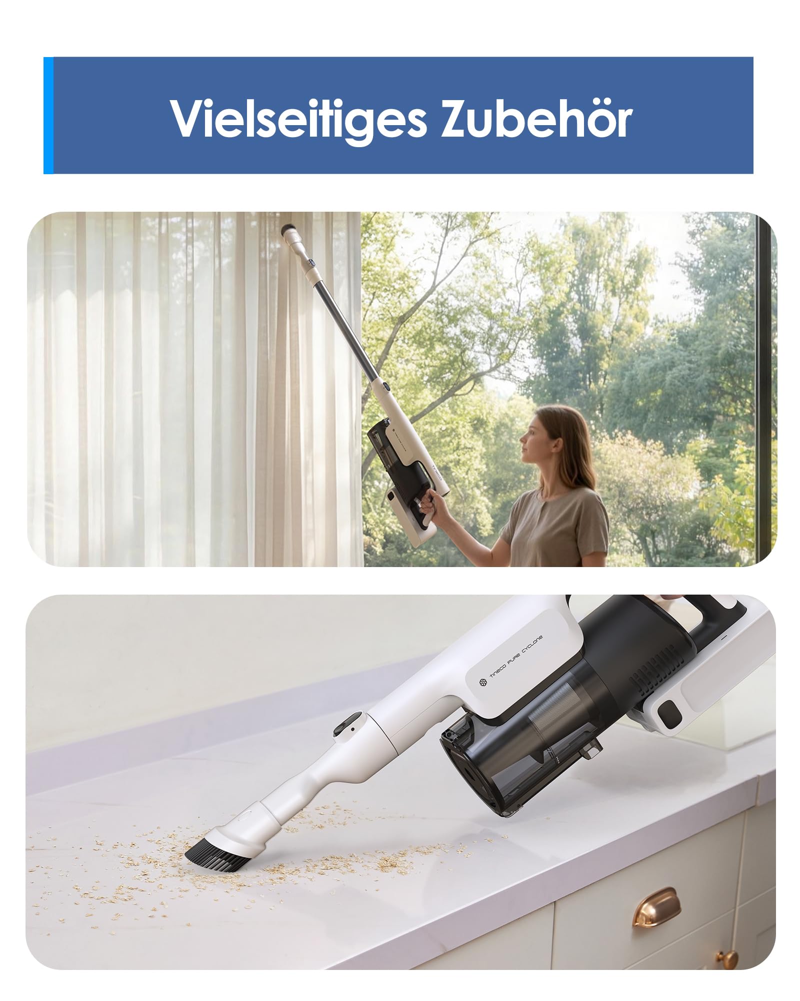 Tineco Pure ONE A25 Akku-Staubsauger, 200AW Starke Saugleistung, bis zu 60 Min Laufzeit, LED-Frontlicht, PureCyclone-Technologie, 6-stufiges Filtersystem
