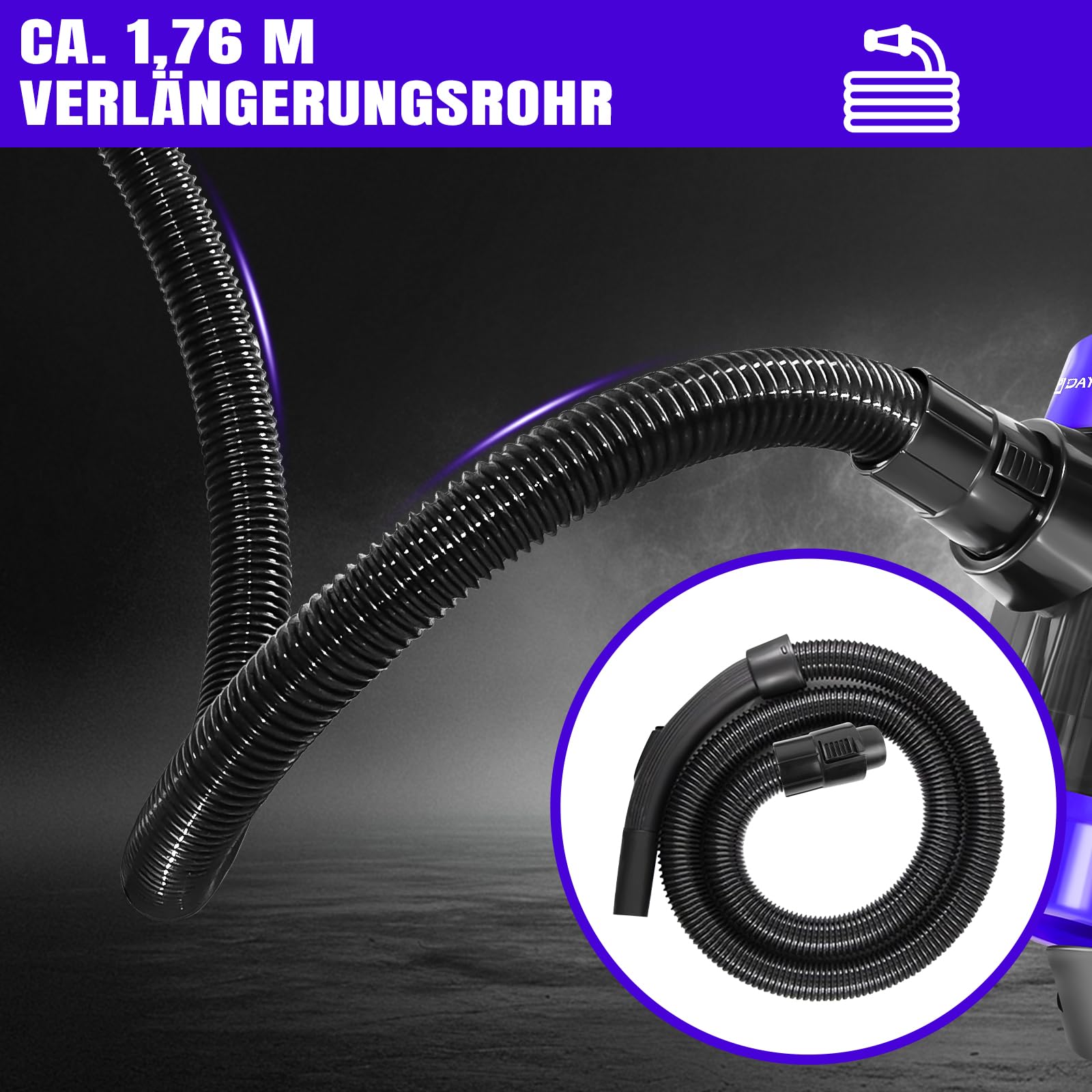 Aspirateur sans sac 1000 W Puissant pour tapis et carrelage, câble 4 m, suceur plat