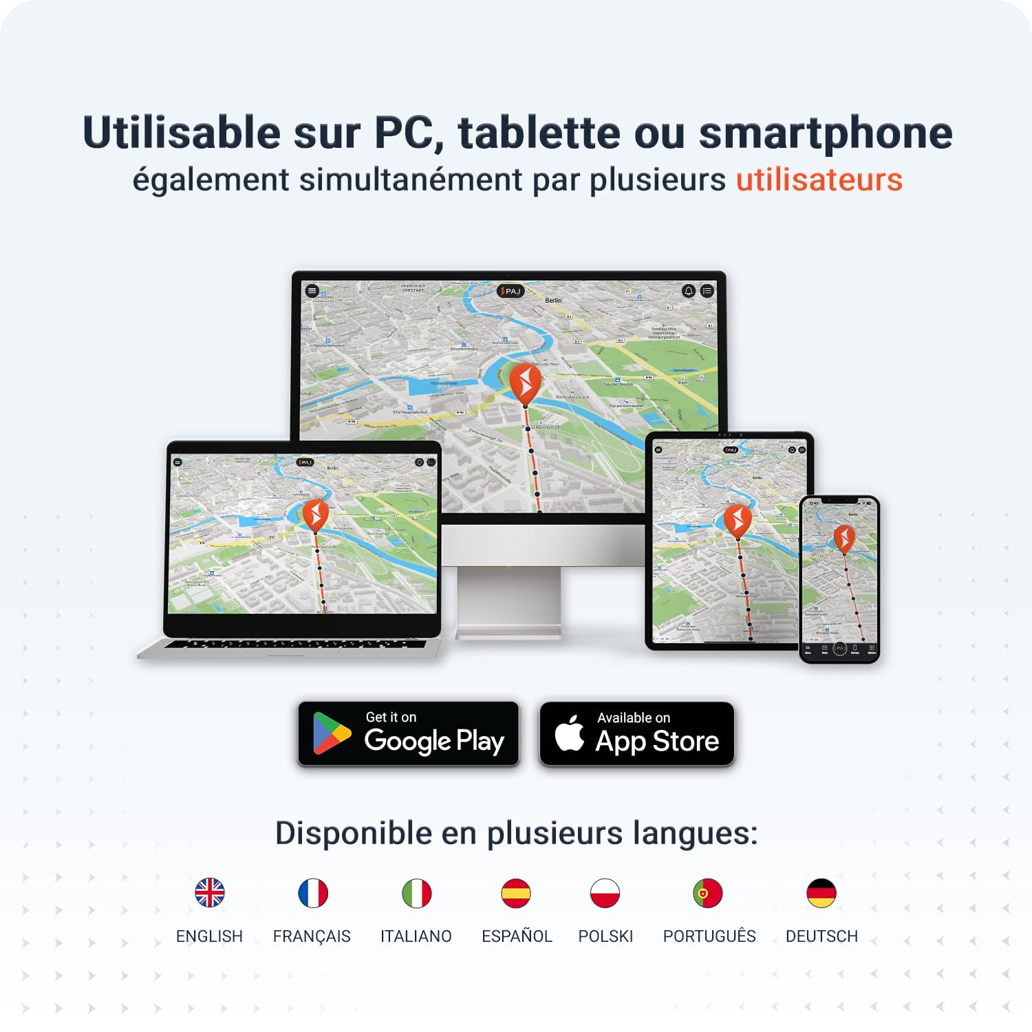 Tracker GPS PAJ Feu arrière vélo - Localisation 4G Temps réel Alerte Chute, Alarme vélo GPS étanche 20 Jours Autonomie