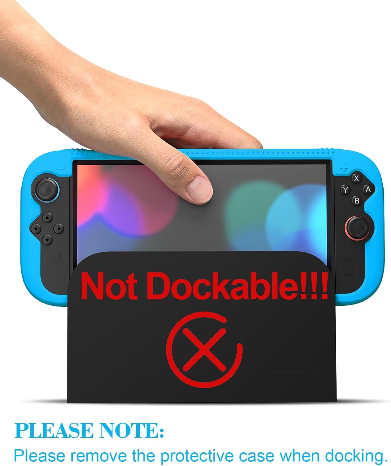 Protective Silicone Case Compatible with Nintendo Switch 2, Shockproof Cover for Nintendo Switch 2 with Tempered Glass Screen Protector,Ergonomic Grip Case for Switch 2,2 Game Card Slots (Blue) - Image 9