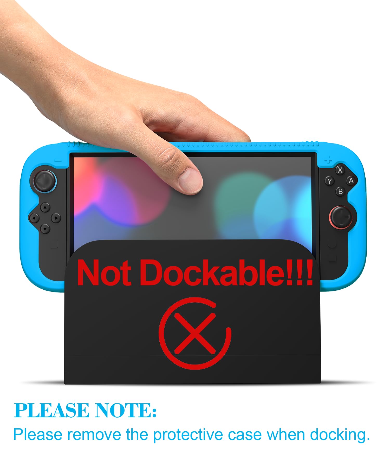 Teyomi Funda protectora de silicona compatible con Nintendo Switch 2, Carcasa para Nintendo Switch 2 con protector de pantalla de vidrio templado, Estuche con agarre ergonómico (Azul) — view 8