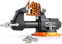 PONY 4-Inch Heavy Duty Bench Vise: 4400LBS Clamping Force, 360° Swivel Base, Anvil for Woodworking, Metalworking & Pipework