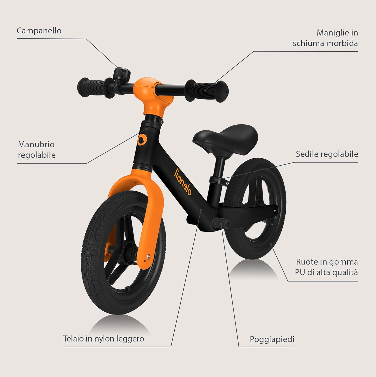 Dimensions of lionelo TONI Balance Bike