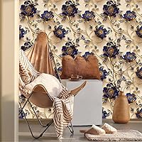 Vista 39 de Boho Wave Leaf Geometric Wallpaper, Cream PVC, Peel and Stick, Removable, Renter Friendly, Vintage, Modern, Easy DIY, 1 Roll = 17.71x118.1in