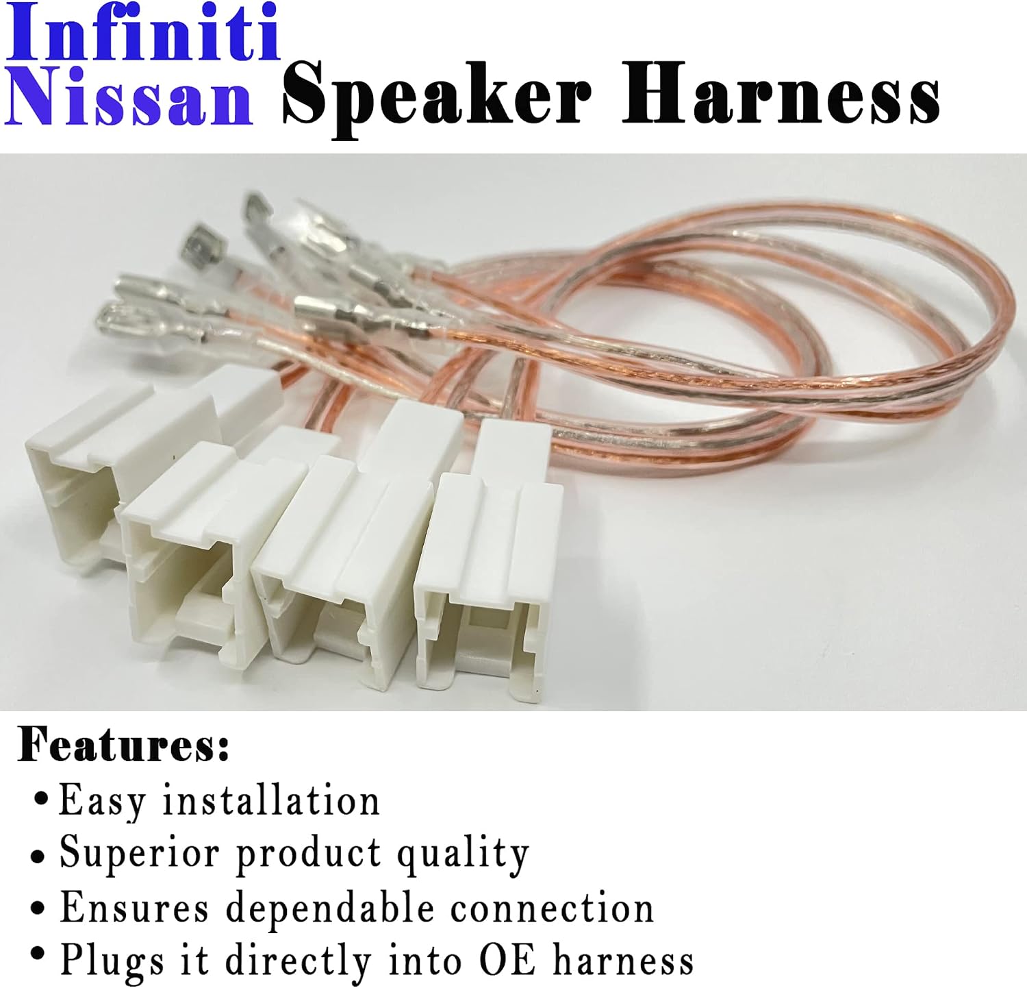 4 Pack Speaker Wire Harness Adapter Replacement for Nissan Speaker Harness 2004-2021, Infiniti Speaker Harness 2006-2018 Car Speaker Connector