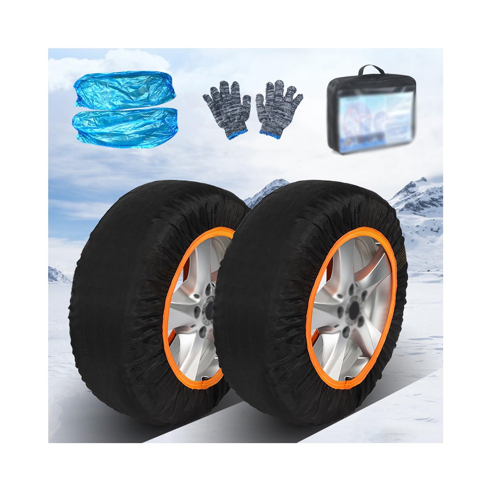 Cadenas Nieve Textil Fundas Ruedas Nieve For Se Adaptan A AutomóViles, Camionetas Y Camiones, Se Ajustan A Un Ancho De NeumáTico De 175 A 285 Mm (Paquete De 2)(275/50R20)