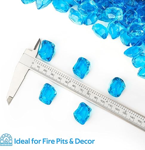 Miniatura 2 de Mr. Fireglass Vidrio de fuego poligonal de 12 pulgada para chimenea, hoguera y paisajismo, 10 libras de alto brillo azul aguamarina