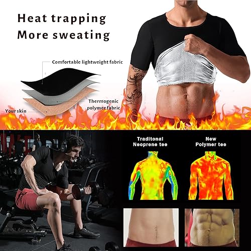 Miniatura 4 de Camisa de sauna para hombre, traje de sudor adelgazante, chaleco de entrenamiento, camiseta sin mangas, moldeador de cintura
