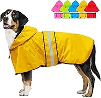 Vista 15 de Chaqueta impermeable para perros - Chaqueta de lluvia reflectante para perros con capucha, ligera, para mascotas, para perros (Grande, Rosa)