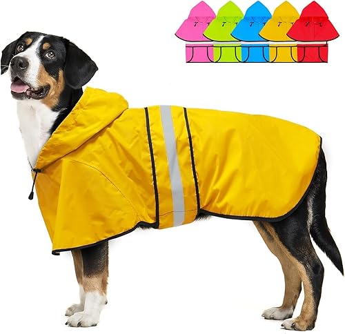 Impermeable impermeable con capucha para perro, chaqueta reflectante para perro, impermeable ajustable para perros, abrigo ligero para mascotas para