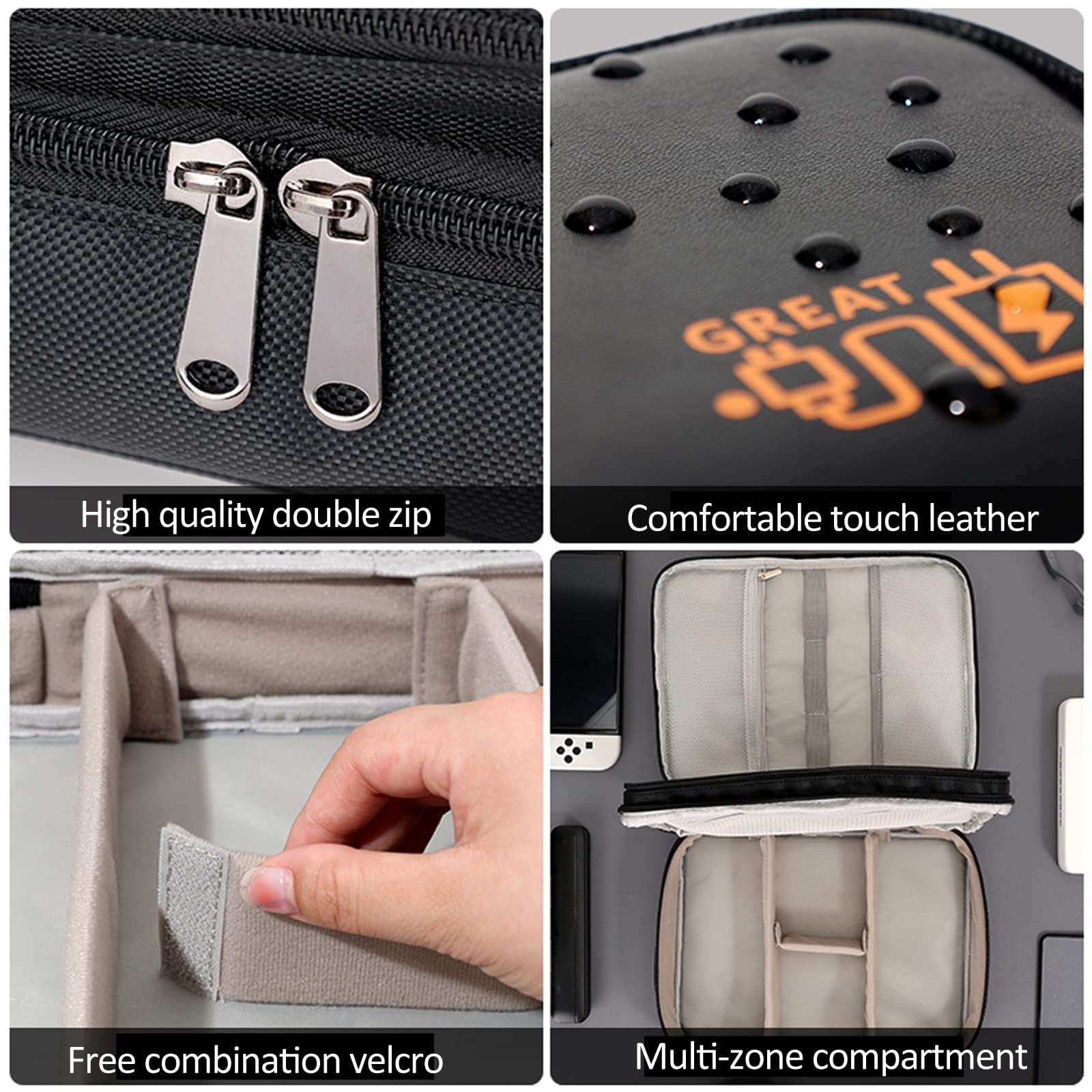 Sac De Rangement Câbles Retoo - 2 Couches, Polyester Imperméable - Pour Tablette, Disque Dur, Chargeur, Câbles USB, Adaptateurs