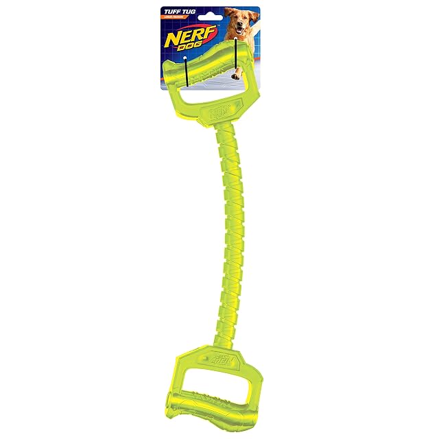 Foto 2 de 2 de Nerf Dog vp6853e de 2 Mango De TPR de Tug - Stick de Goma con 2 Asas, Color Azul/Verde, 48.3 cm