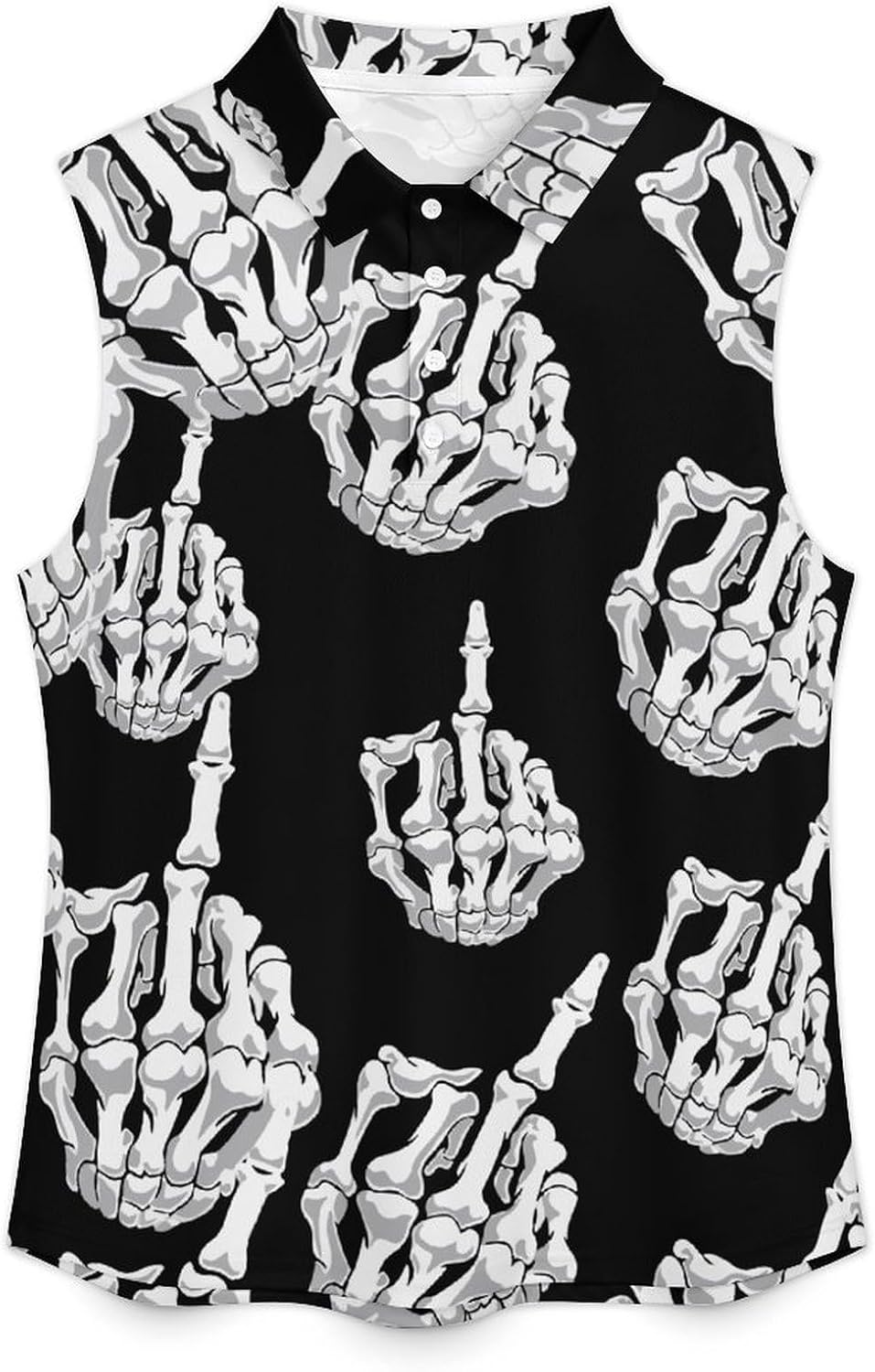 Skull Middle Finger Women's Golf Shirt Sleeveless Polo Shirts Tank Tops Blouses Tennis T-Shirts Casual