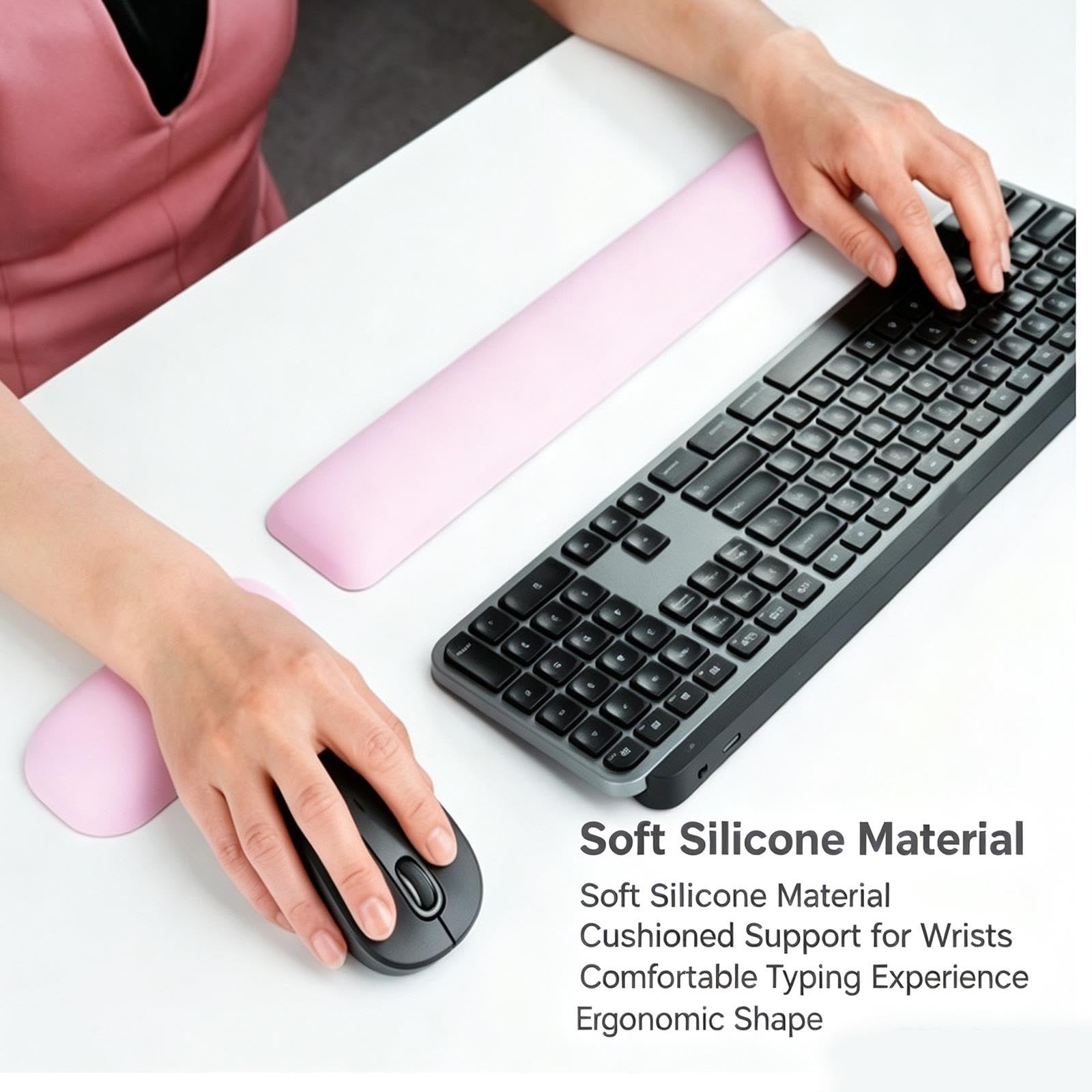 Reposamuñecas Teclado y Ratón Silicona Set Soporte Muñeca