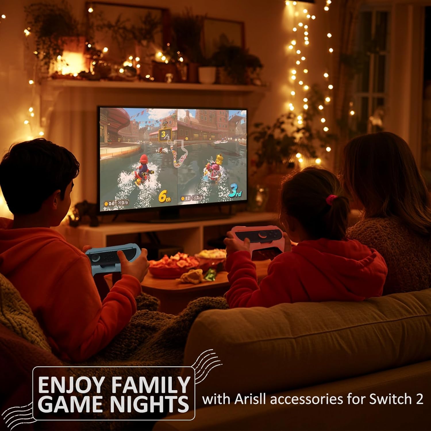 Accessories for Switch 2 - Family Bundle for Nintendo Switch 2,Carry Case,Portable Joy Con Charger,4 Pack Steering Wheels and Hand Grips,Dockable Case Kit,Stand and More - Image 3