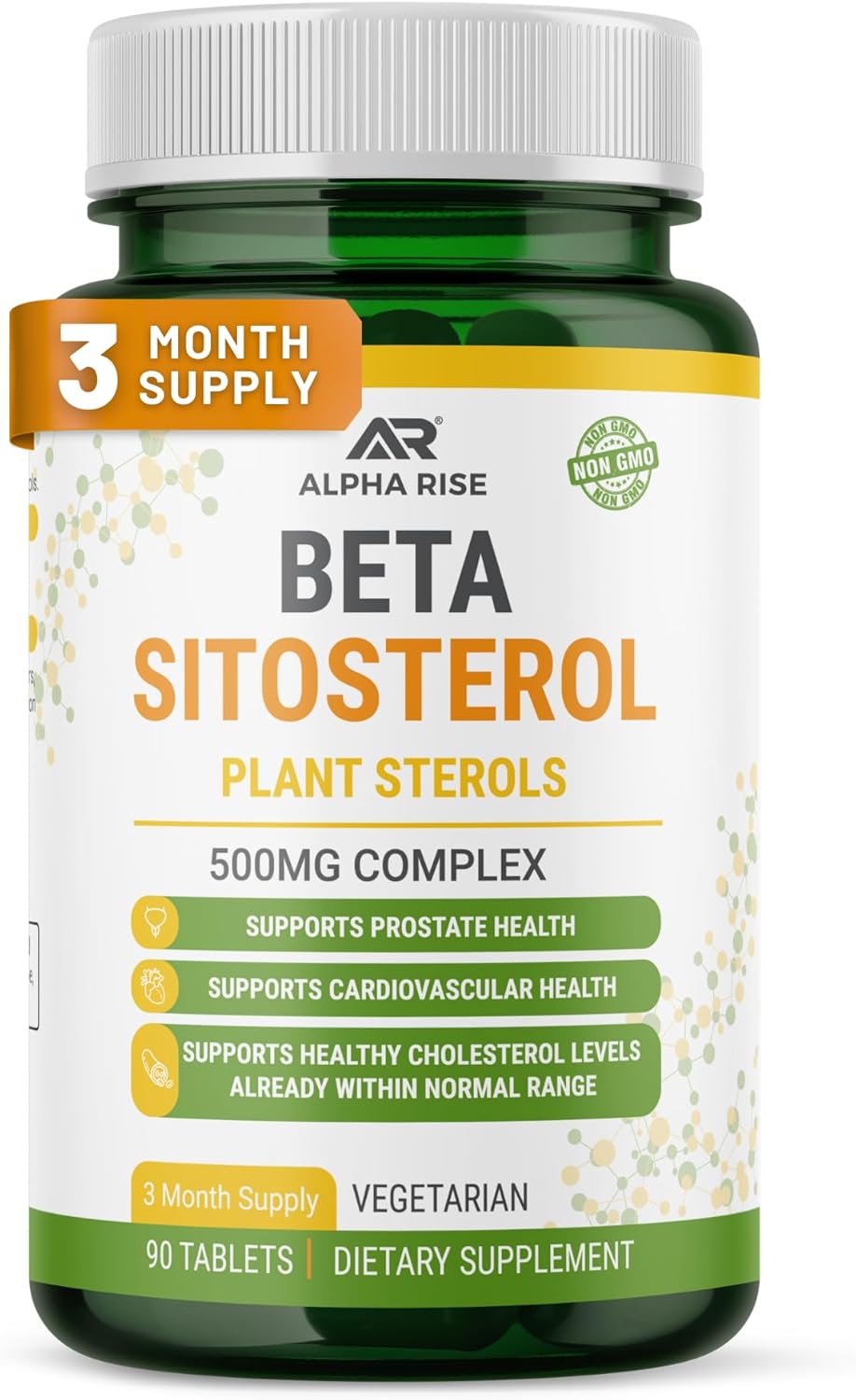 Beta Sitosterol - 500mg Tablets - Non-GMO - Support Prostate and Healthy Cholesterol Levels - Phytosterols Complex - Natural Plant Sterols and Stanols