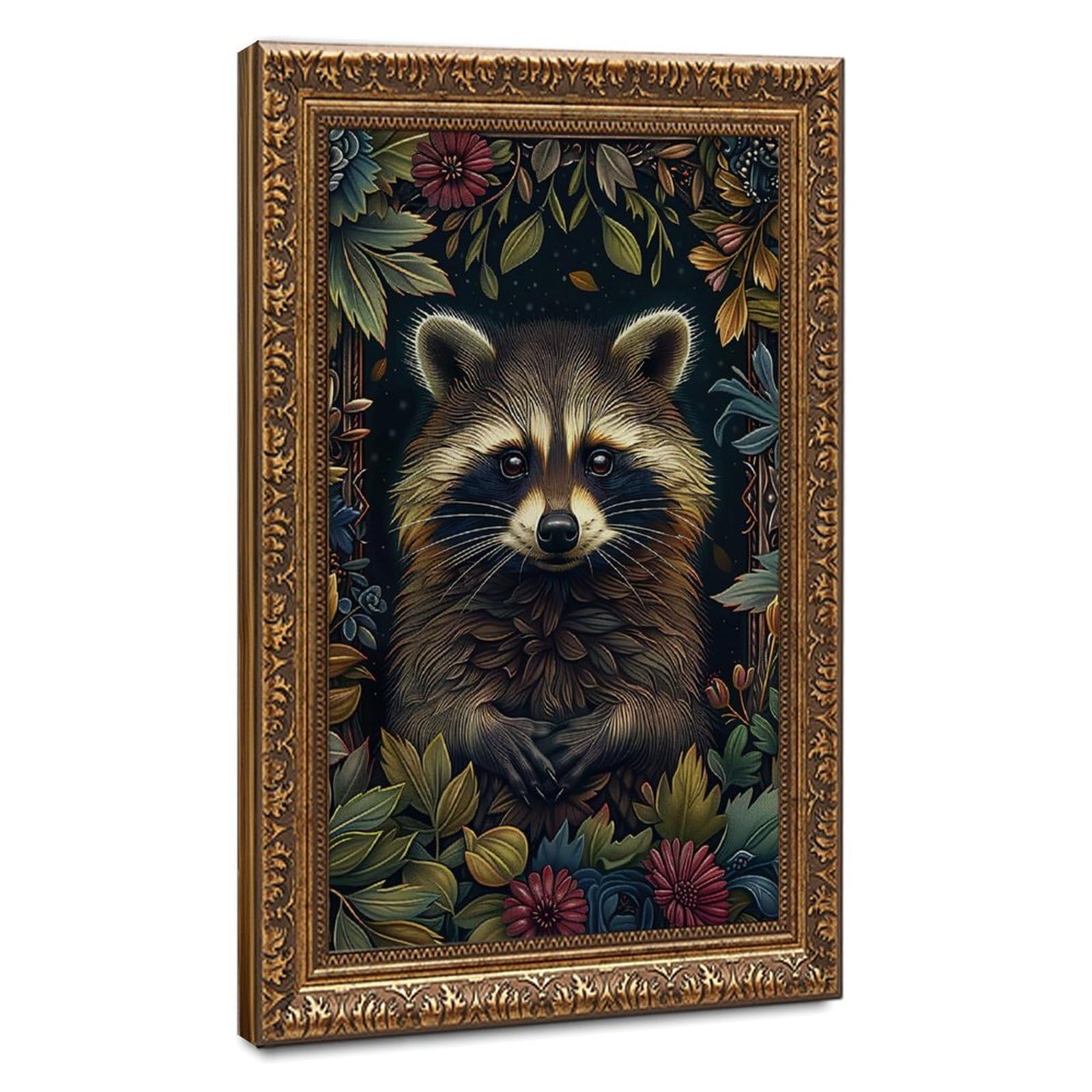 Bareronor Vintage Raccoon Canvas Poster for Home Decor Gift