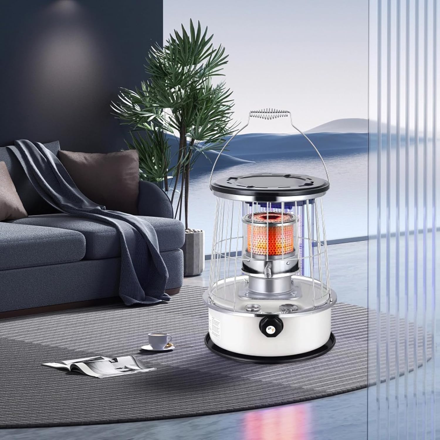 6L Kerosene Heater, Portable Kerosene Stove Heater, Lightweight Energy-Saving Kerosene Stove Burner for Indoor Outdoor Ice Fishing Backpack Hiking with Wicks, Storage bag, Oil Pump, Funnel, Gloves