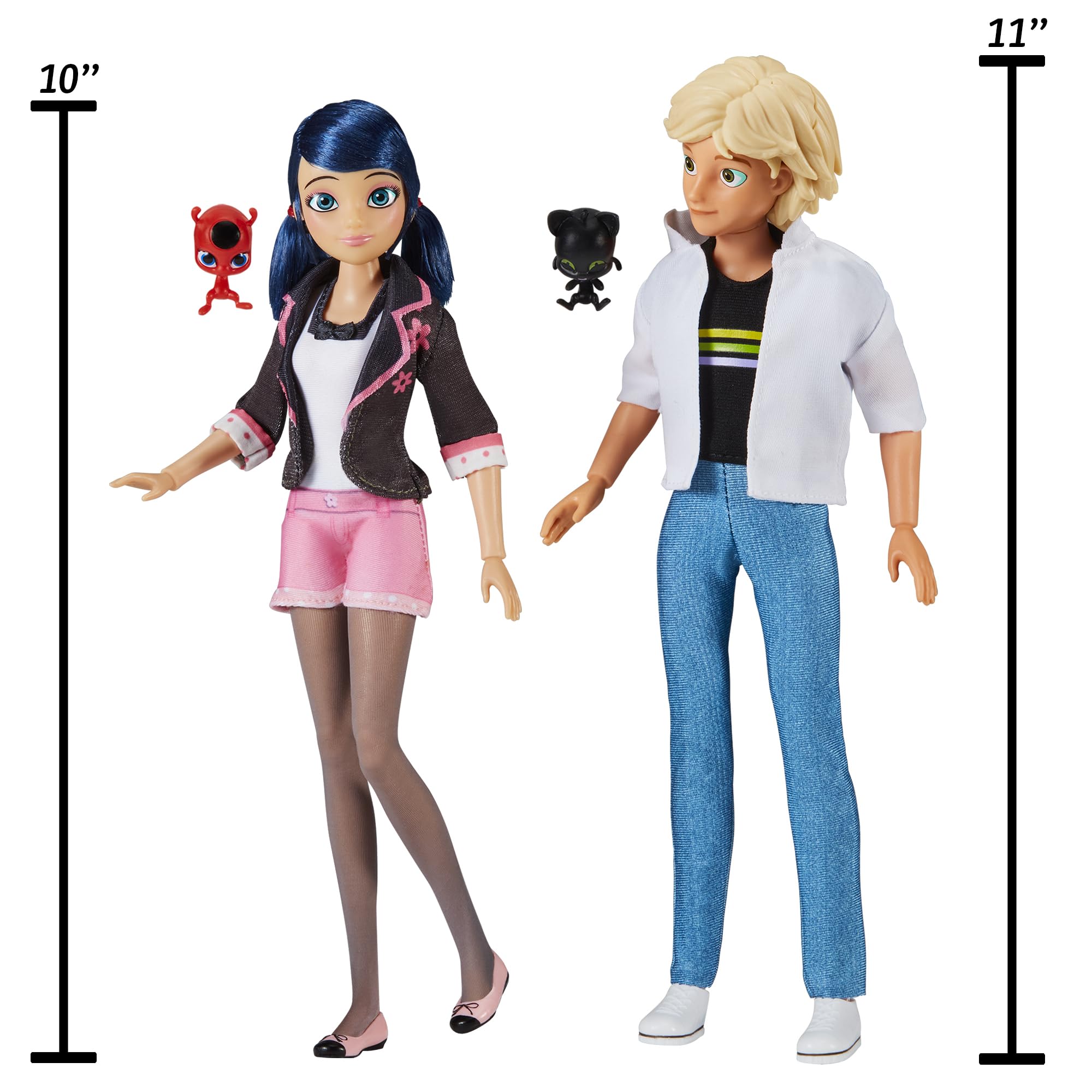 Bandai - Miraculous - Cudowny zestaw zabawek - Zestaw 2 lalek Marinette i Adrien - Crush Pack - Miraculous Figurki 26 cm - Figurki dla dzieci Marinette Adrien - Zabawka dla dzieci od 4 lat i powyżej