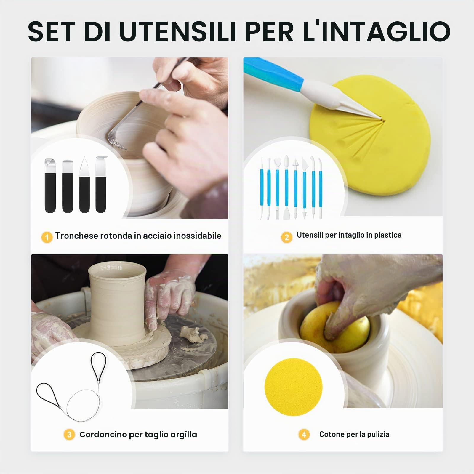 Tornio per Ceramica, 25CM Macchina da Tornio per Argilla che Forma la Macchina 350W Strumento Elettrico di Argilla fai da te con Pedale e Bacino Staccabile