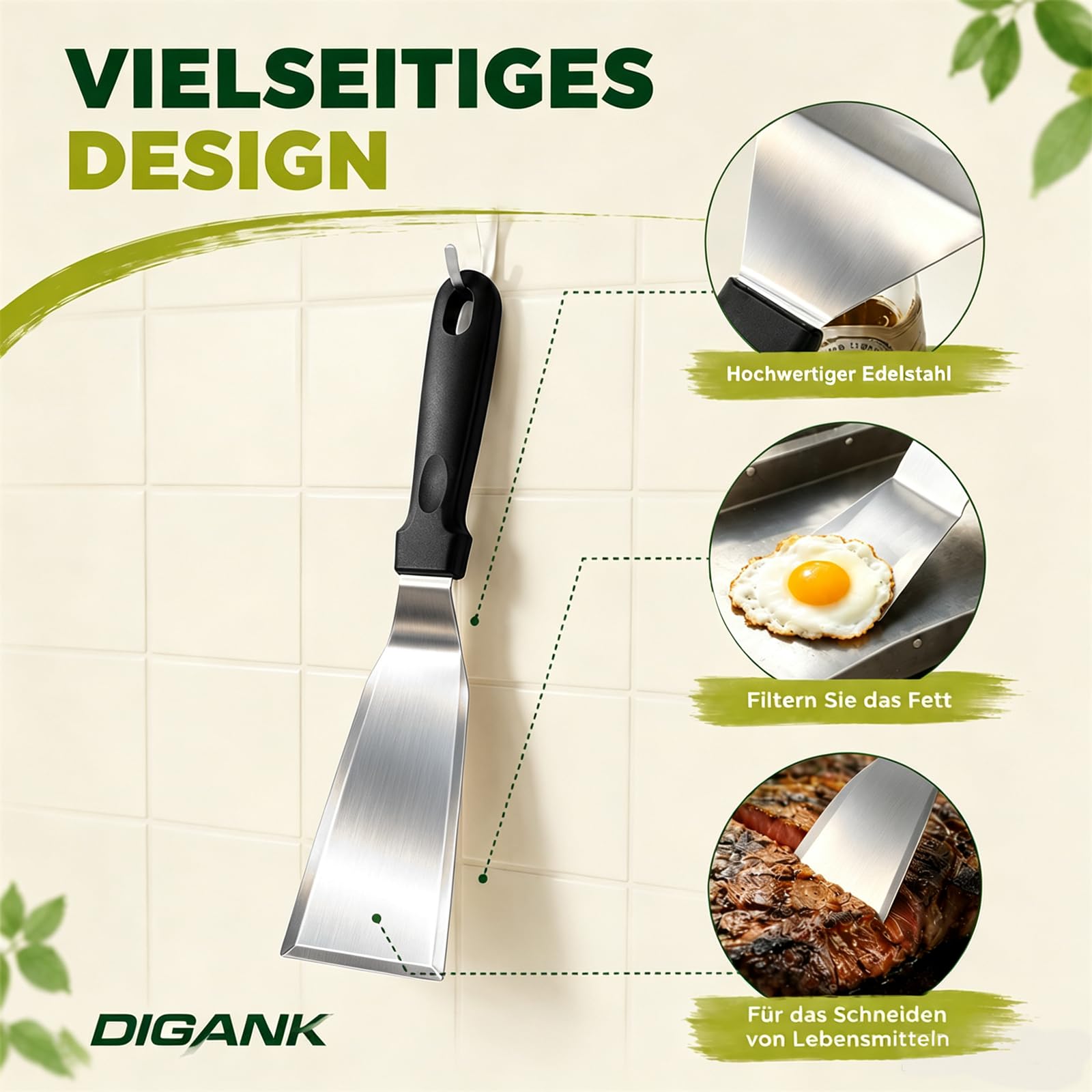 Nifogo Piastra per Barbecue 30 x 20 cm con 1 Spatole