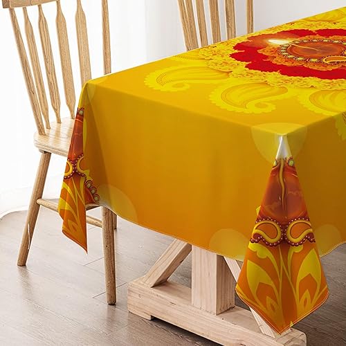 Miniatura 4 de Hafangry Diwali - Mantel indio Diwali para el hogar, festival de luces, decoración de fiesta, cocina, comedor (60 x 104 pulgadas)