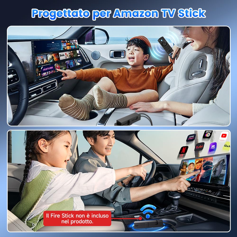Carlinkit Fire DriveLink Adattatore HDMI - converte CarPlay per Fire TV Stick Streaming, ingresso HDMI per Netflix, YouTube, TikTok e altro