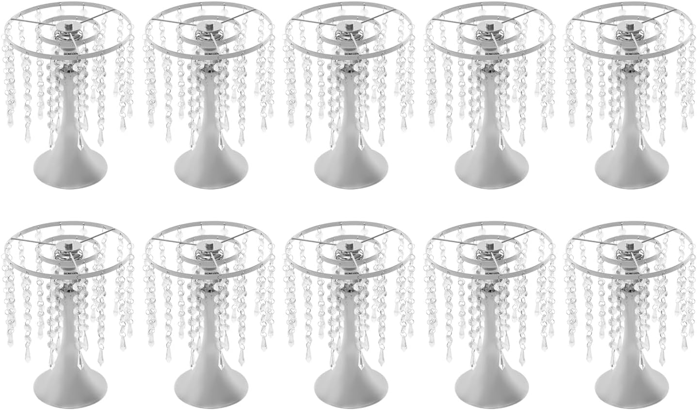 Wedding Centerpieces Sliver Vases,10PCS Metal Flower Candle Holder with Sparkling Crystal Beads,Crystal Flower Vase Metal Flowers Stand for Party Tables Decorations