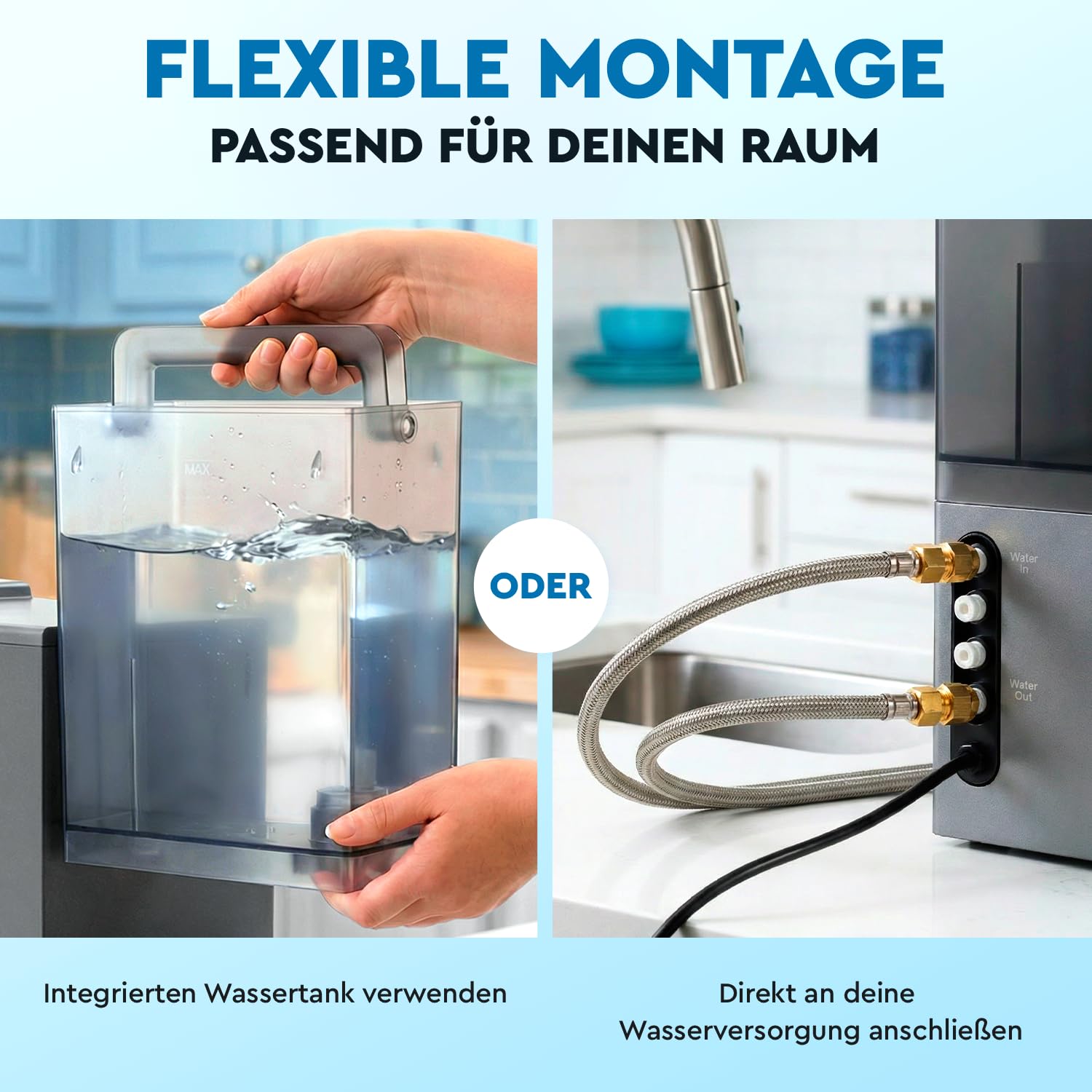 Ecosoft Spark Umkehrosmose Wasserspender 4-Stufige Filtrierung UV-Reinigung Touchscreen WLAN-App-Steuerung Sprudel Kalt Heißwasser
