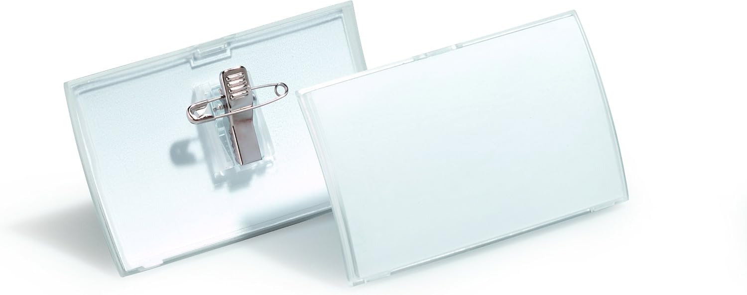Durable Click-Fold Name Convex Badge with Combi Clip Transparent - Perfect for Events and Visitor Management - Pack of 25