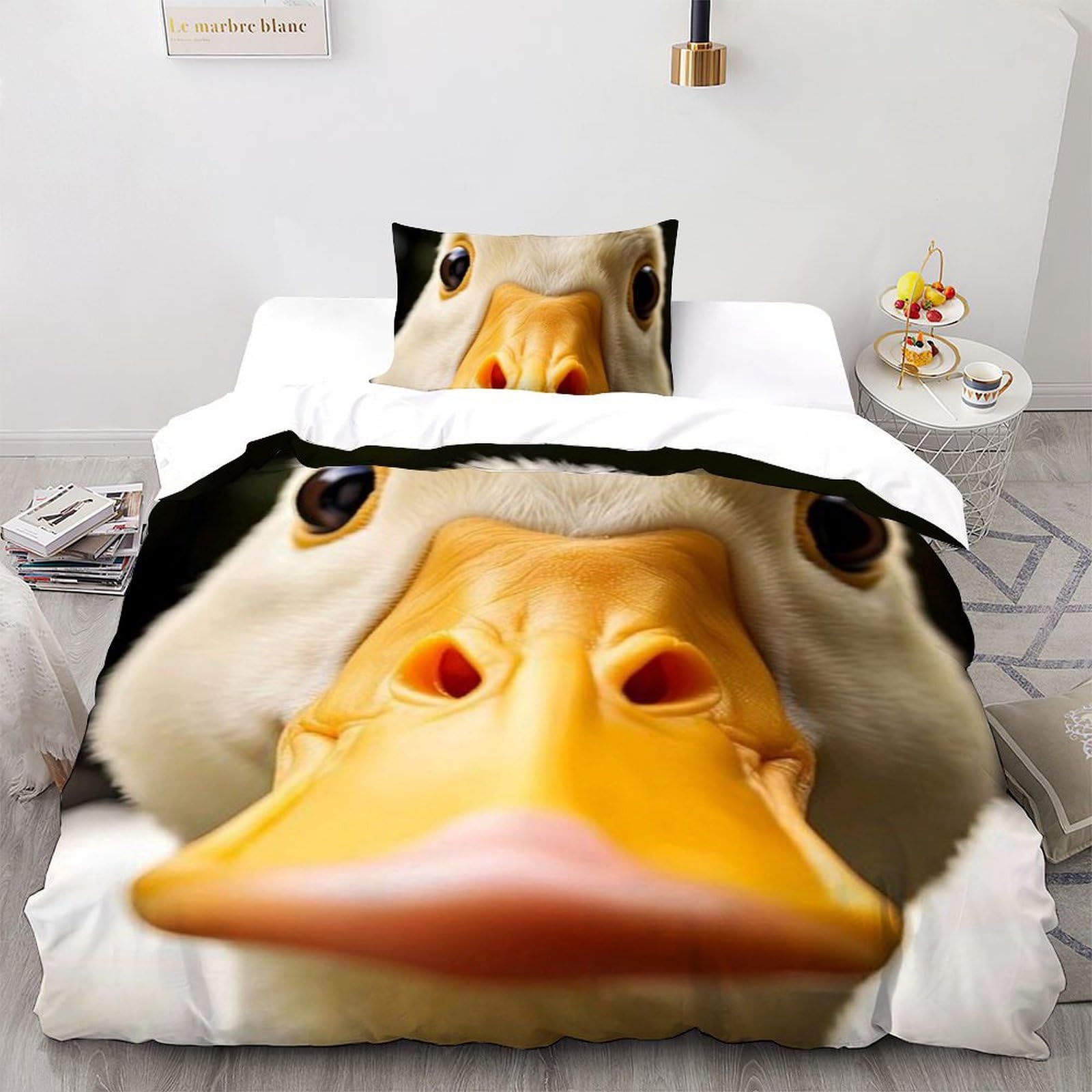 Housse de couette animaux imprimé 3D en microfibre 135x200 cm avec fermeture éclair pour filles