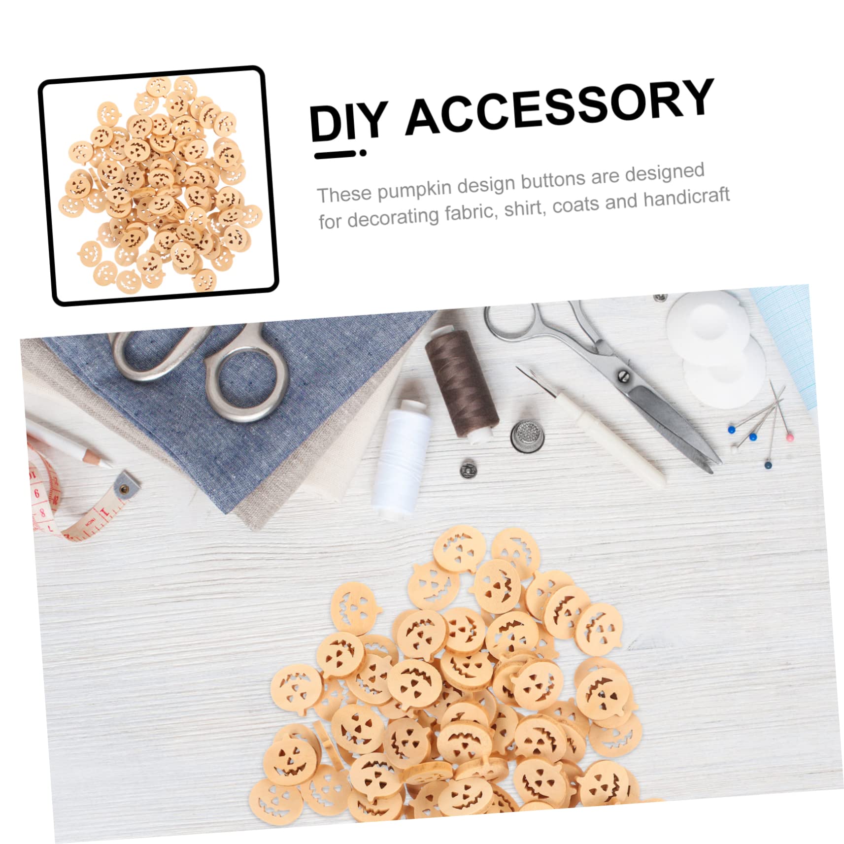 NUOBESTY 5 Set Di Bottoni Spaventosi A Forma Di Zucca Di Halloween Bottoni in Legno Set Di Per Abbigliamento A Forma Di Zucca Confezione Da 100 Pezzi*5