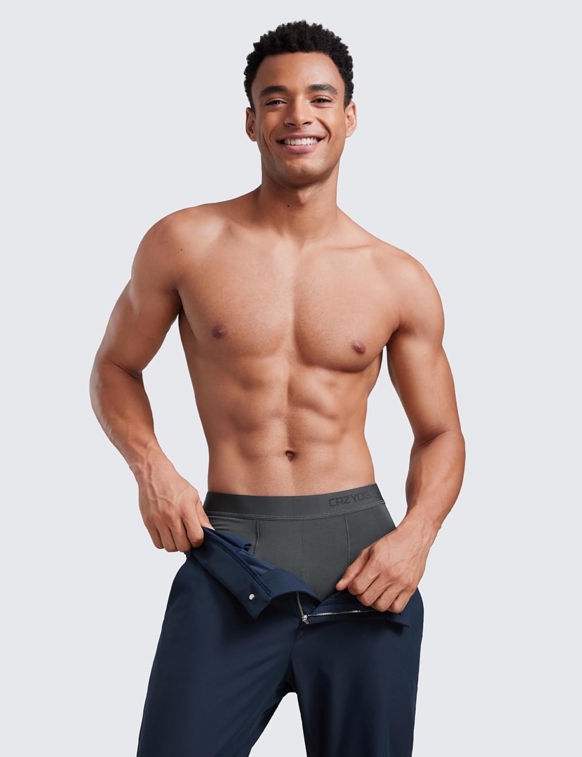 CRZ YOGA Ultra-Soft Modal Casual Boxer Briefs for Men 5" - Double Lined Underwear Moisture Wicking Breathable 3 Pack
