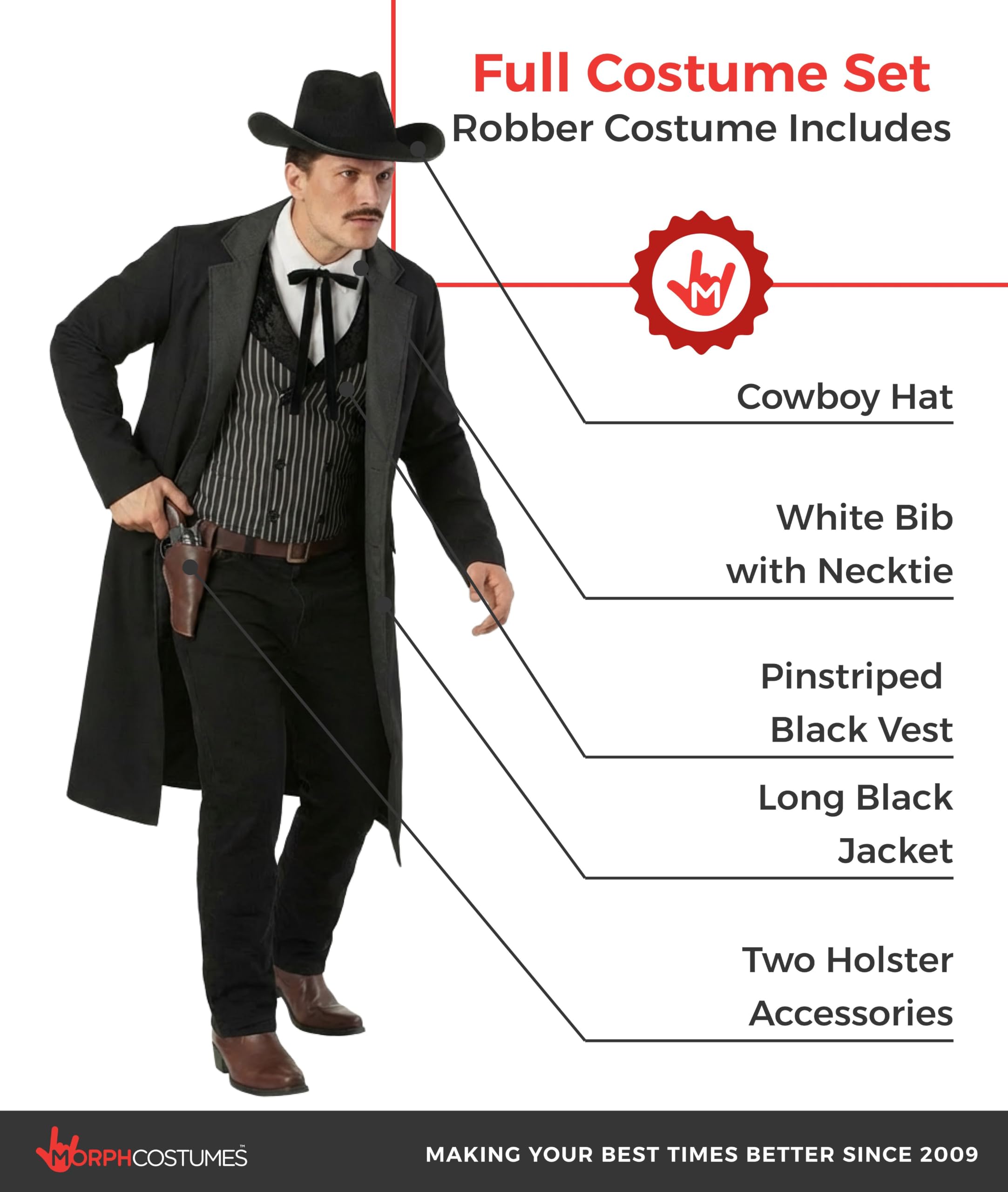 Morph Disfraz Sheriff Hombre, Disfraces Sheriff Americano, Traje Oeste Adulto, Disfraz Carnaval Hombre