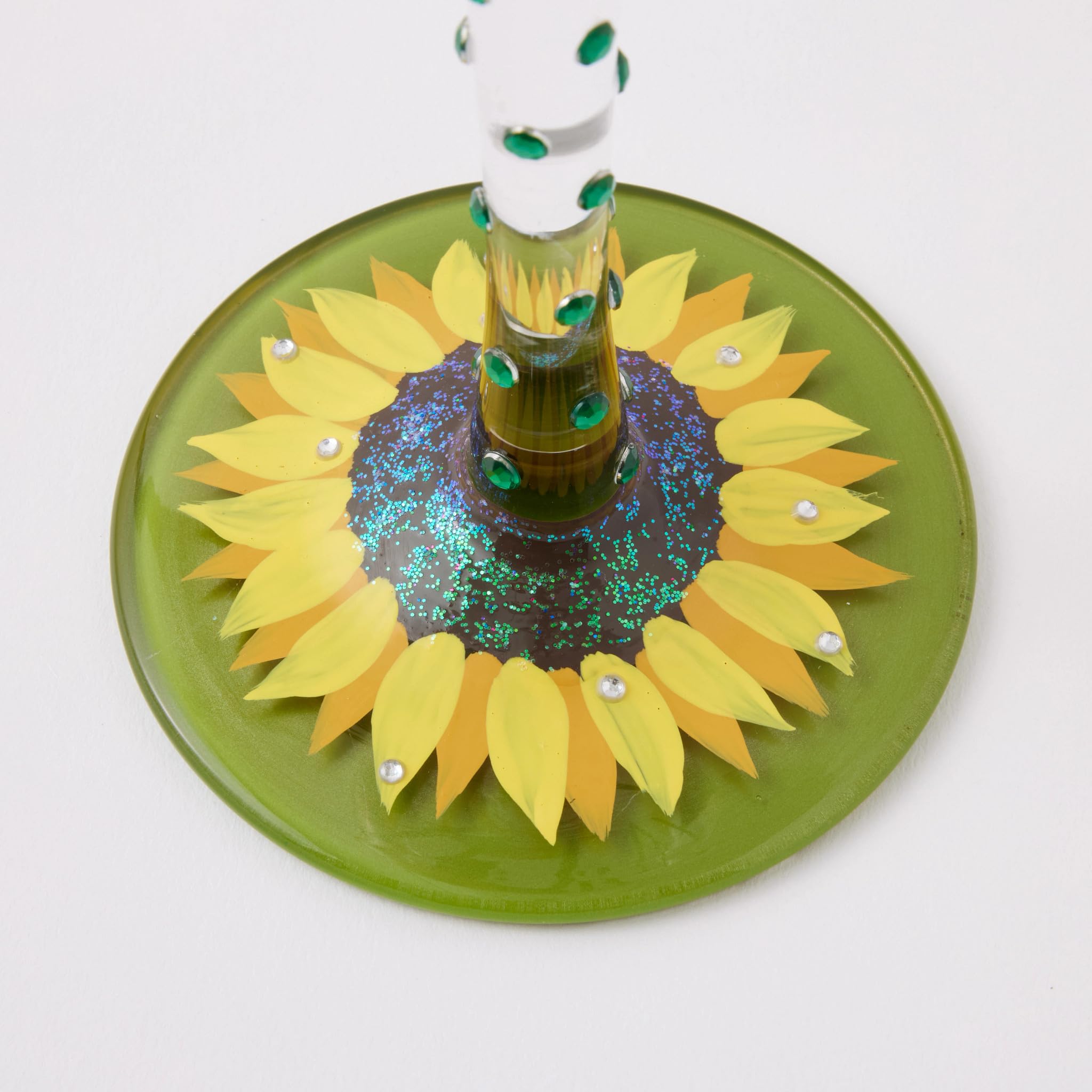 Enesco Lolita - Copa de vino artesanal pintada a mano con girasoles, 15 onzas, multicolor