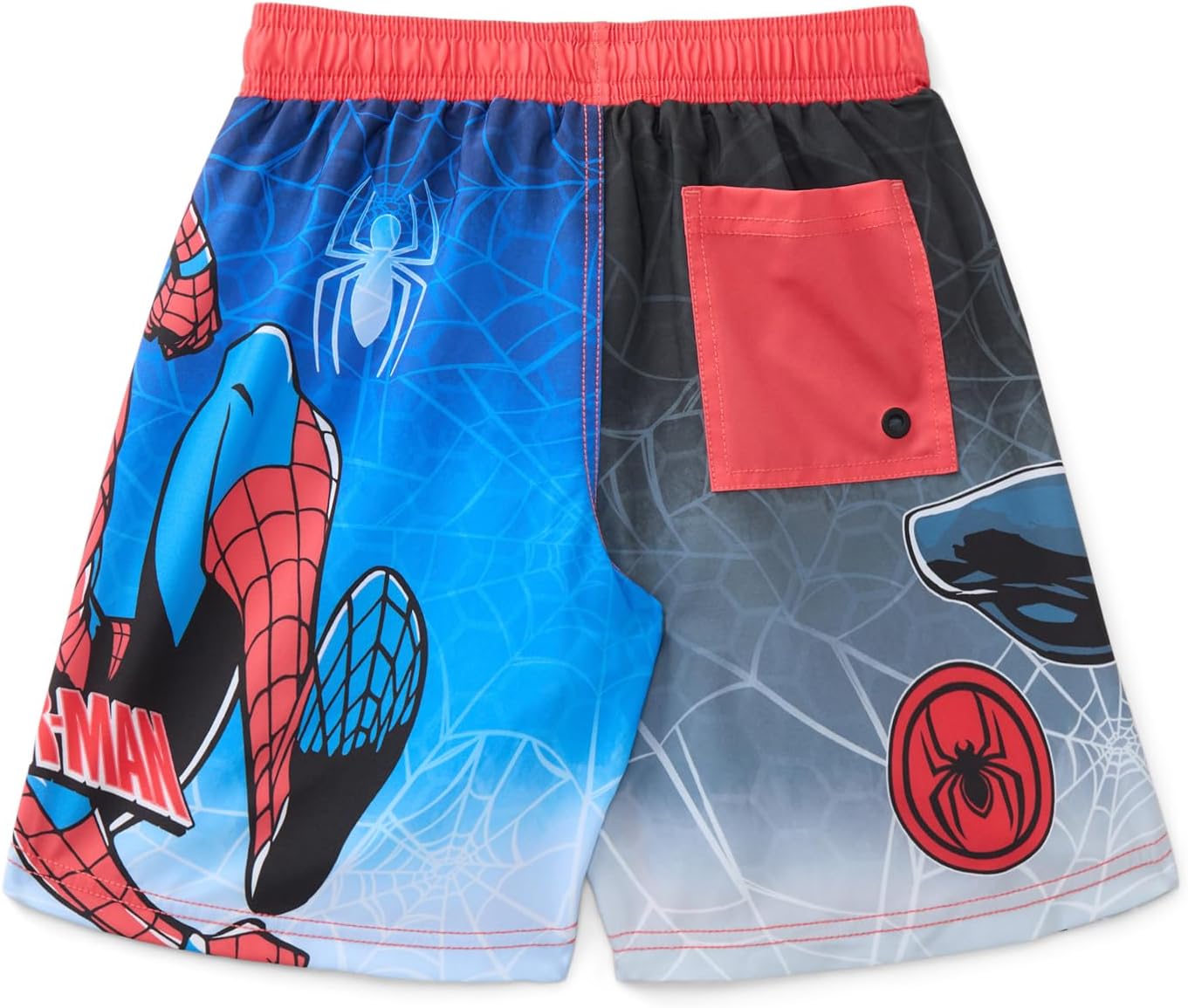 Spider-Man Boys Bathing Suit All Over Print Swim Trunks Cayenne Red