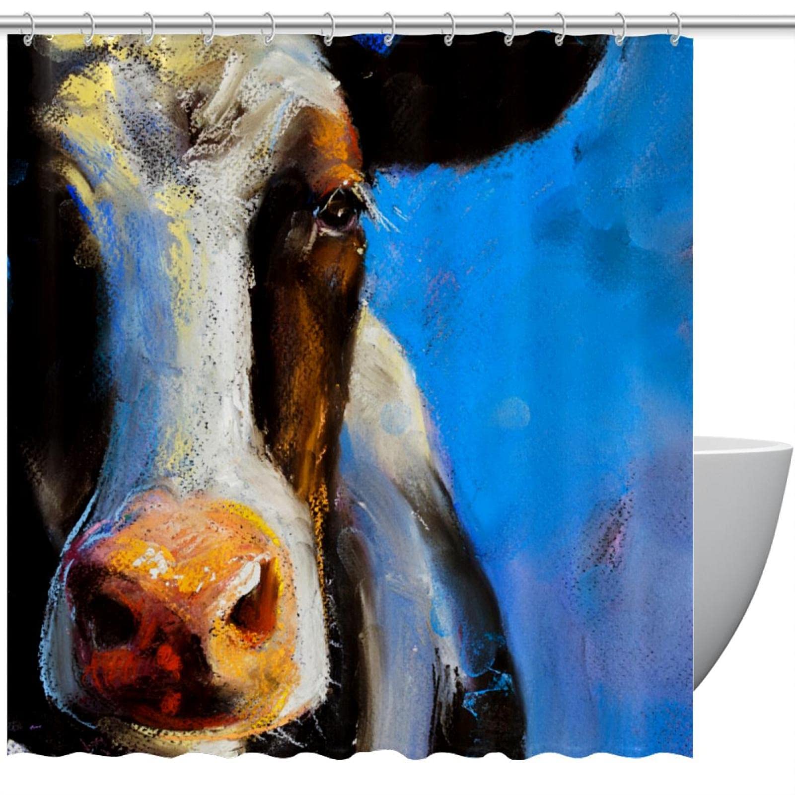 Rideau de douche imprimé vache 183 cm grand format lavable et étanche