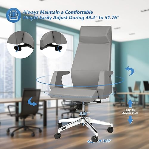 Miniatura 6 de LUCKYERMORE Silla de oficina con respaldo alto para el hogar, silla de oficina moderna tapizada de poliuretano de altura ajustable, almohadilla