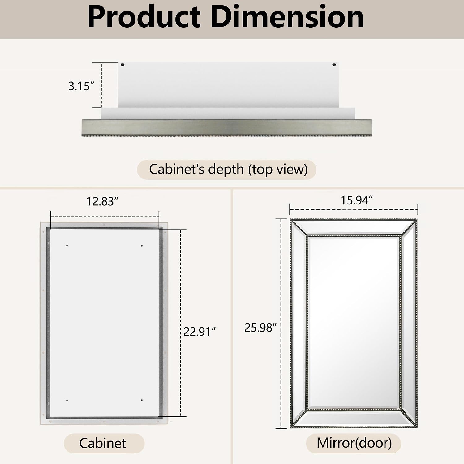 Retro Vintage Bathroom Mirror Medicine Cabinet - 16x26 Inch Wall-Mounted Storage Cabinet with Removal Shelves, Space-Saving Organizer for Bathroom Toiletries image 3