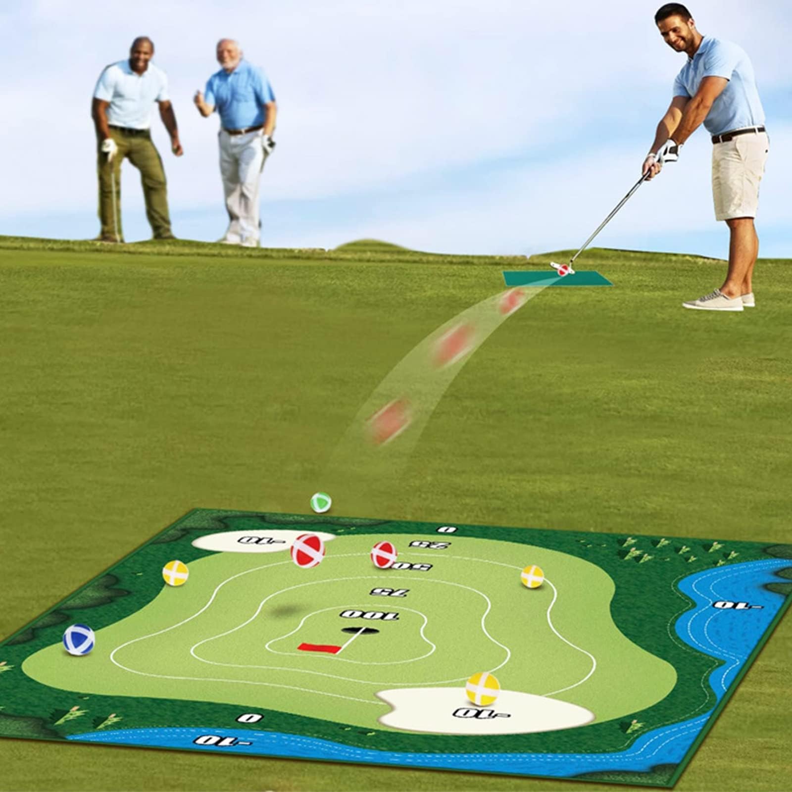 Set da Gioco di Golf Battle Royale Casual, Tappetino da Gioco per Scheggiare Il Golf, 20 Palline da Golf, per Adulti, Famiglie, Casa, Giardino E Ufficio,1.2 * 1.8m/3.9 * 5.9ft
