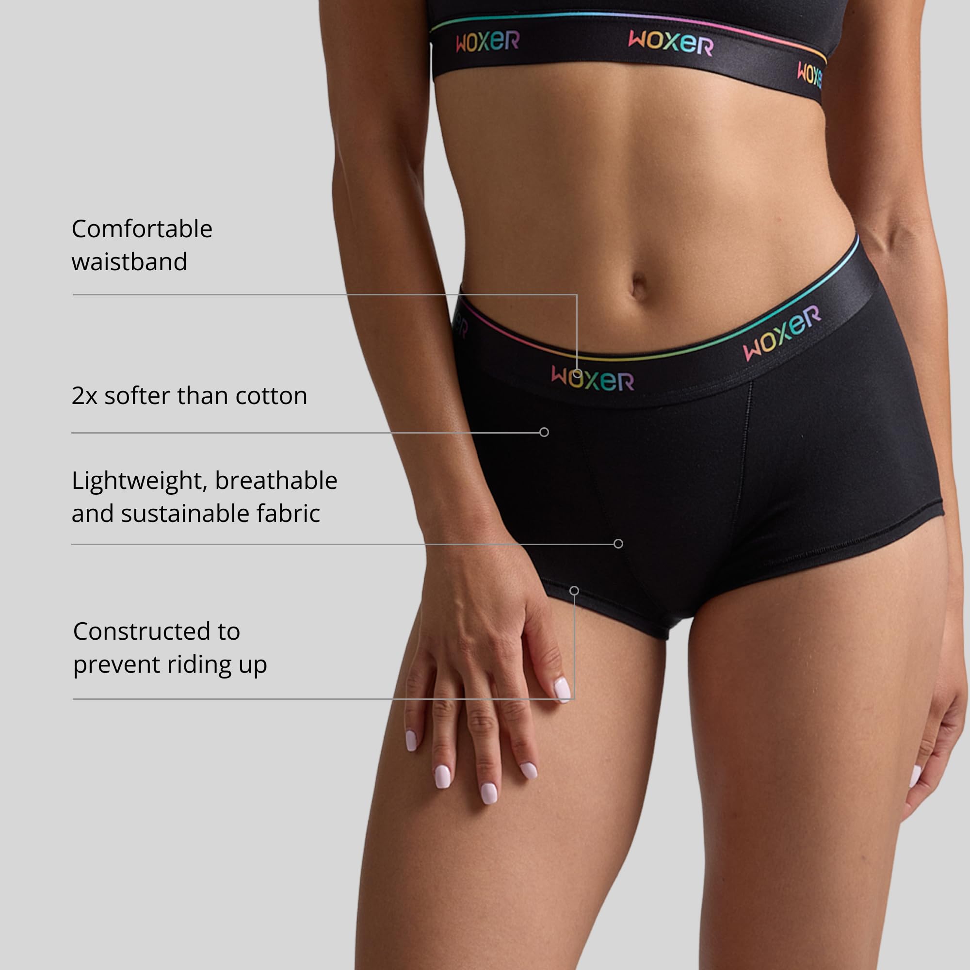 Woxer Womens Boxer Briefs Underwear, Bold Ultra Short Boyshorts Panties Soft Anti-Chafing, No Roll Inseam