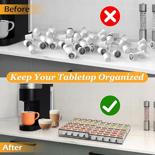 Miniatura 4 de Kssiaz Soporte para tazas K, soporte expandible para cápsulas de café compatible con Keurig K-Cup, organizador de cajones de taza K con capacidad