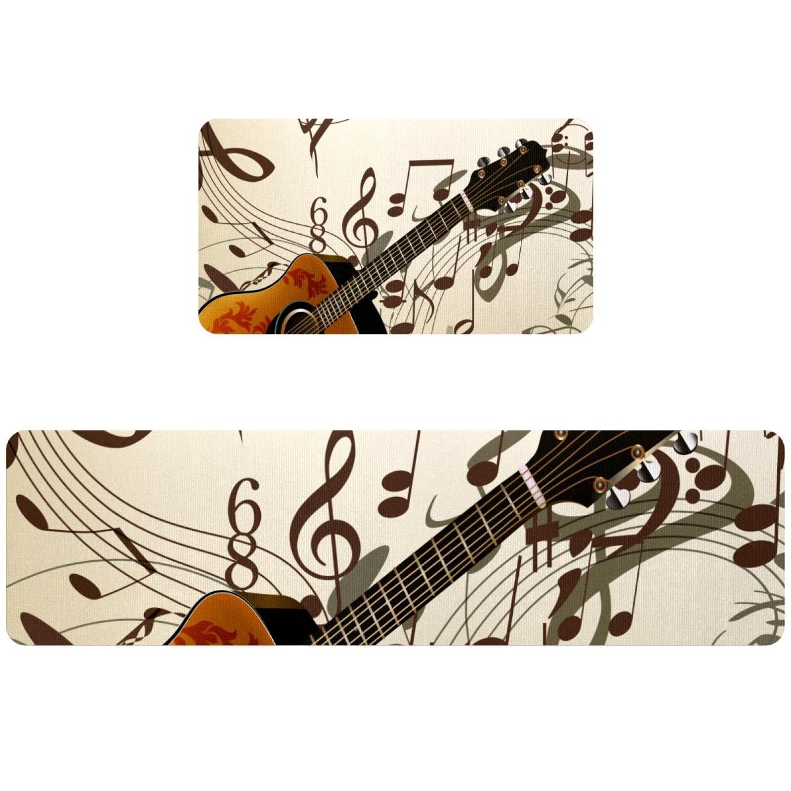 Tapis de cuisine antidérapant lot de 2 lavable absorbant motif instrument de musique