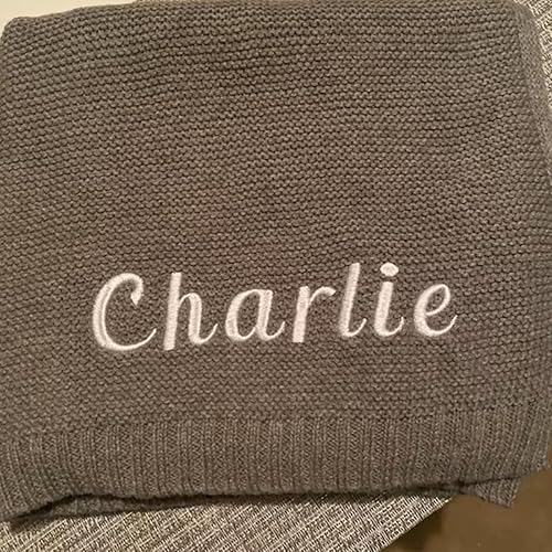 Miniatura 8 de Manta de punto de algodón con nombre bordado personalizado para bebé, niño, niña, manta suave para baby shower, manta transpirable para cochecito