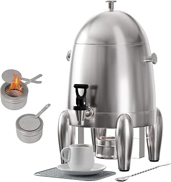 3 Gallon Beverage Dispenser with Stand, Commercial Coffee Urn with Spigot, Hot Drink Buffet Warmer Server for Parties Weddings Holiday Entertaining Catering Events Plus Mixing Spoon and Drip Mat